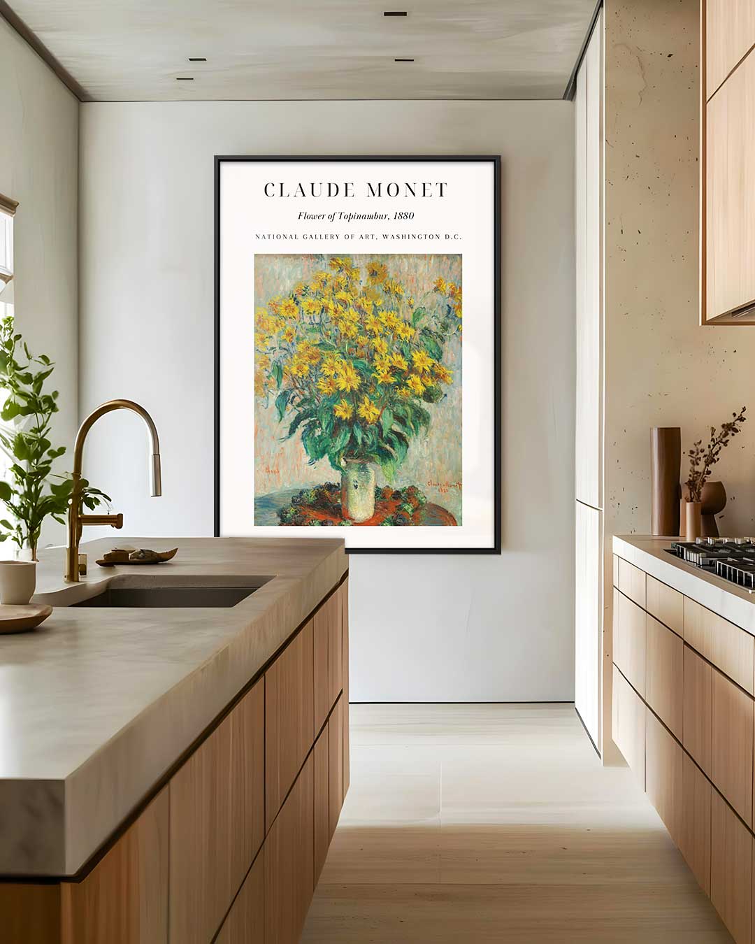 Zonnige Bloemenpracht in Vaas – staande wandkunst voor woonkamer of interieur