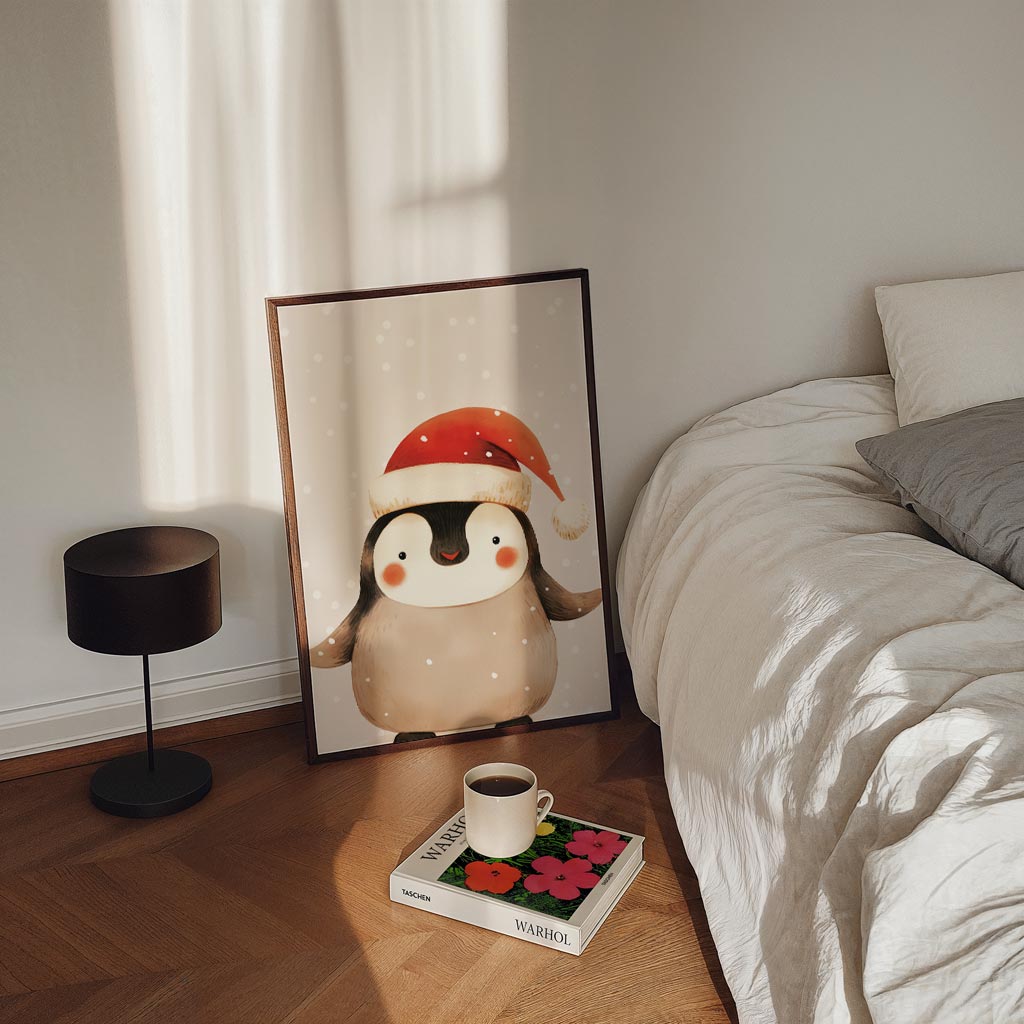 Winterse Pinguïn Vrolijkheid – kinderposter in staand formaat