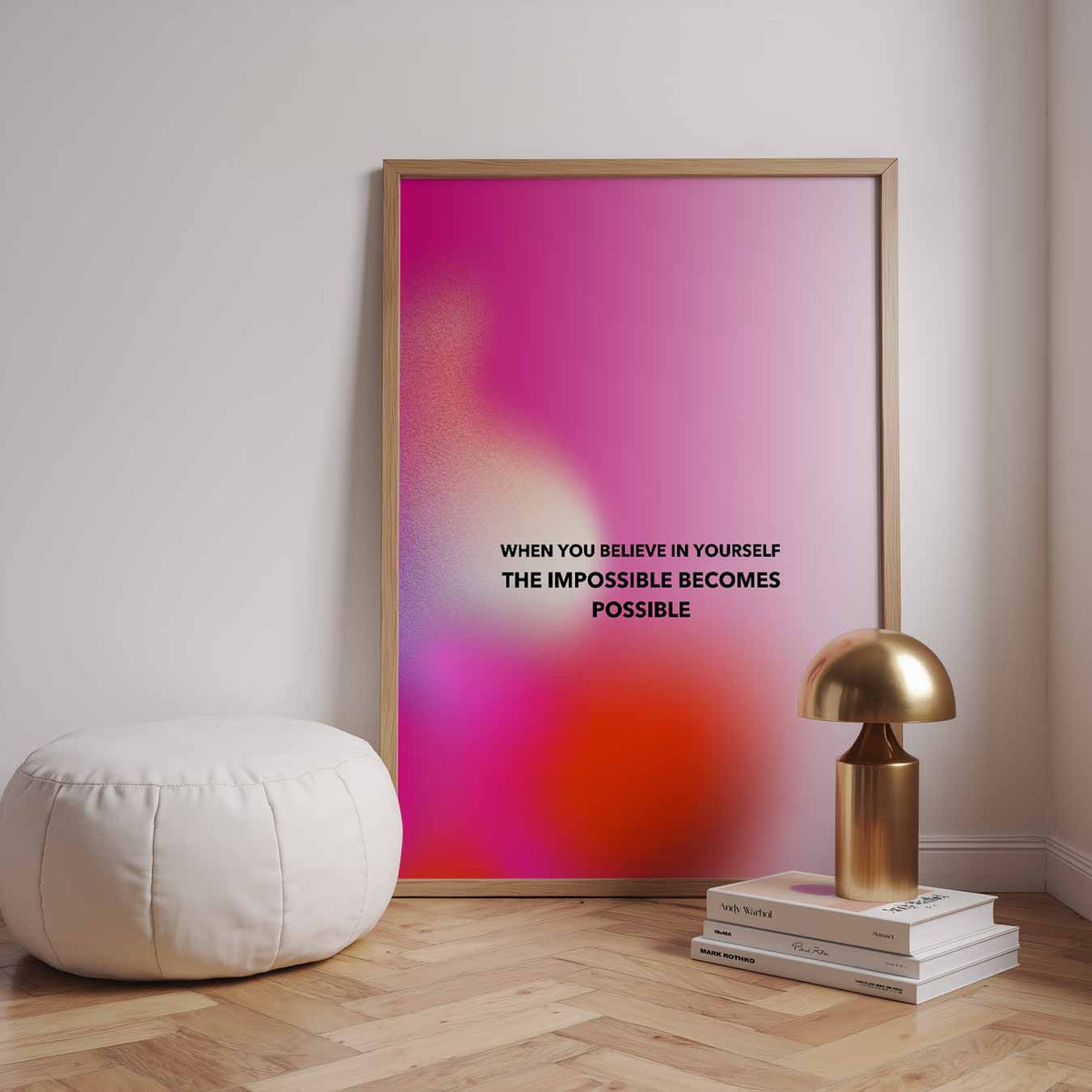 Inspirerende Motivatieposter Roze – staande muurposter met mindful uitstraling