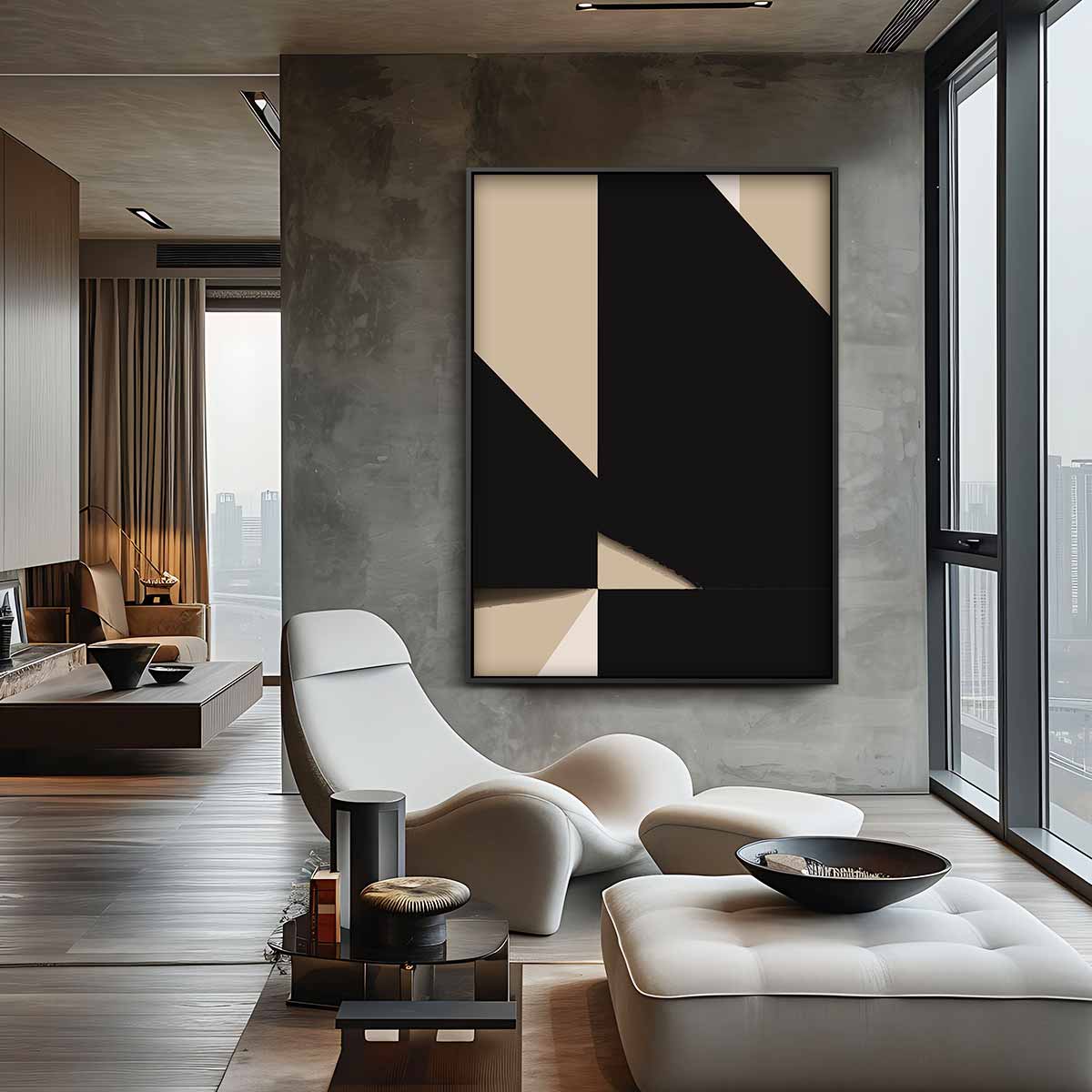 Abstracte Vormenspelen – canvas wanddecoratie in portret formaat
