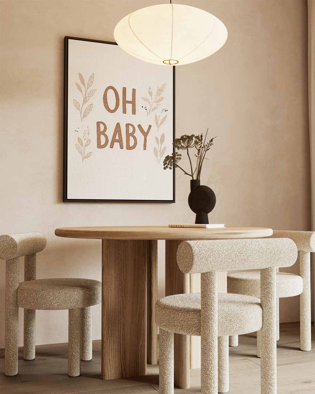 Oh Baby Wanddecoratie – kunstwerk met zwarte baklijst
