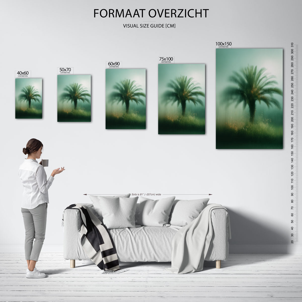 Vervagende palmboom – staand wanddecoratie kunstwerk