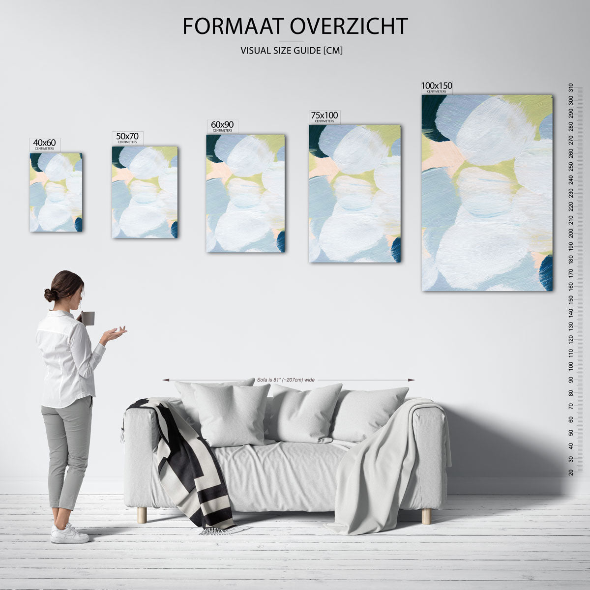 Organische vormen compositie – staande wanddecoratie van WallArtistic