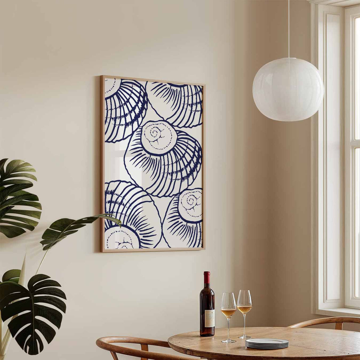 Strandhuis Stijl Schelpenposter – zeedieren poster in staand formaat
