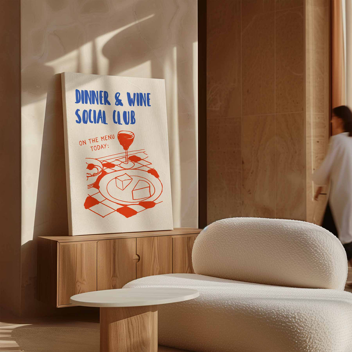 Dinner & Wine Social Club Poster – canvas wanddecoratie in portret formaat