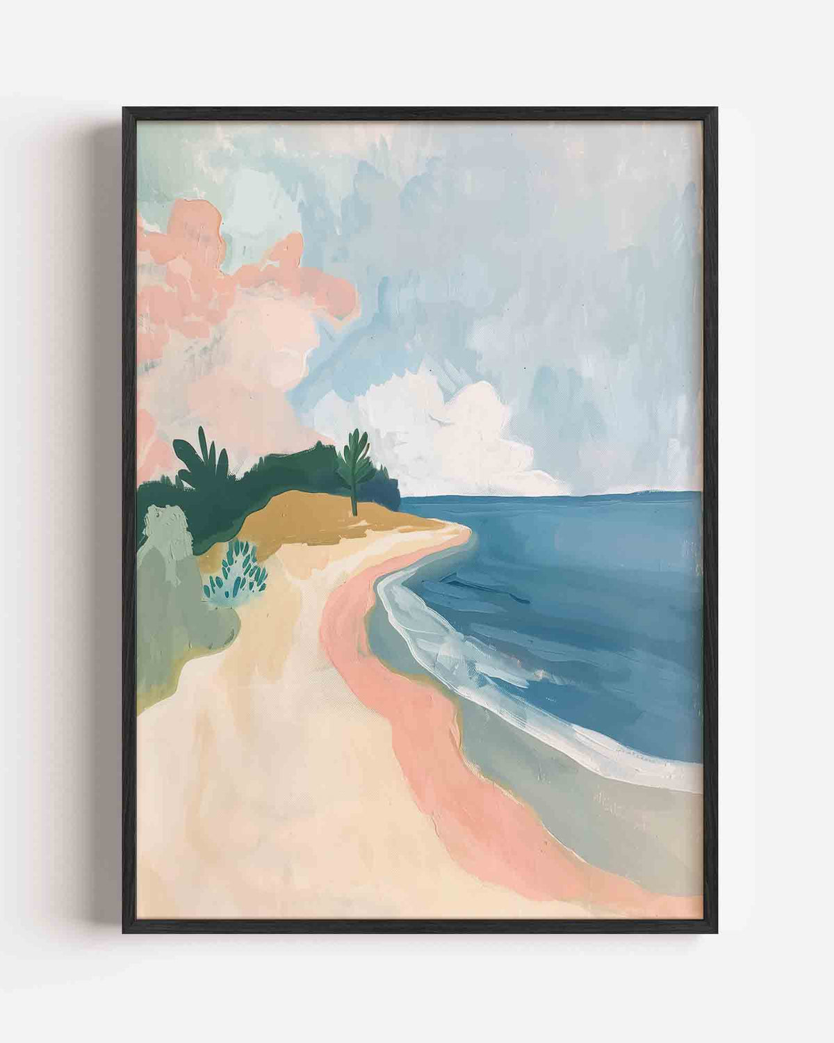 Strand en zee – hedendaagse illustratie portret poster als wanddecoratie