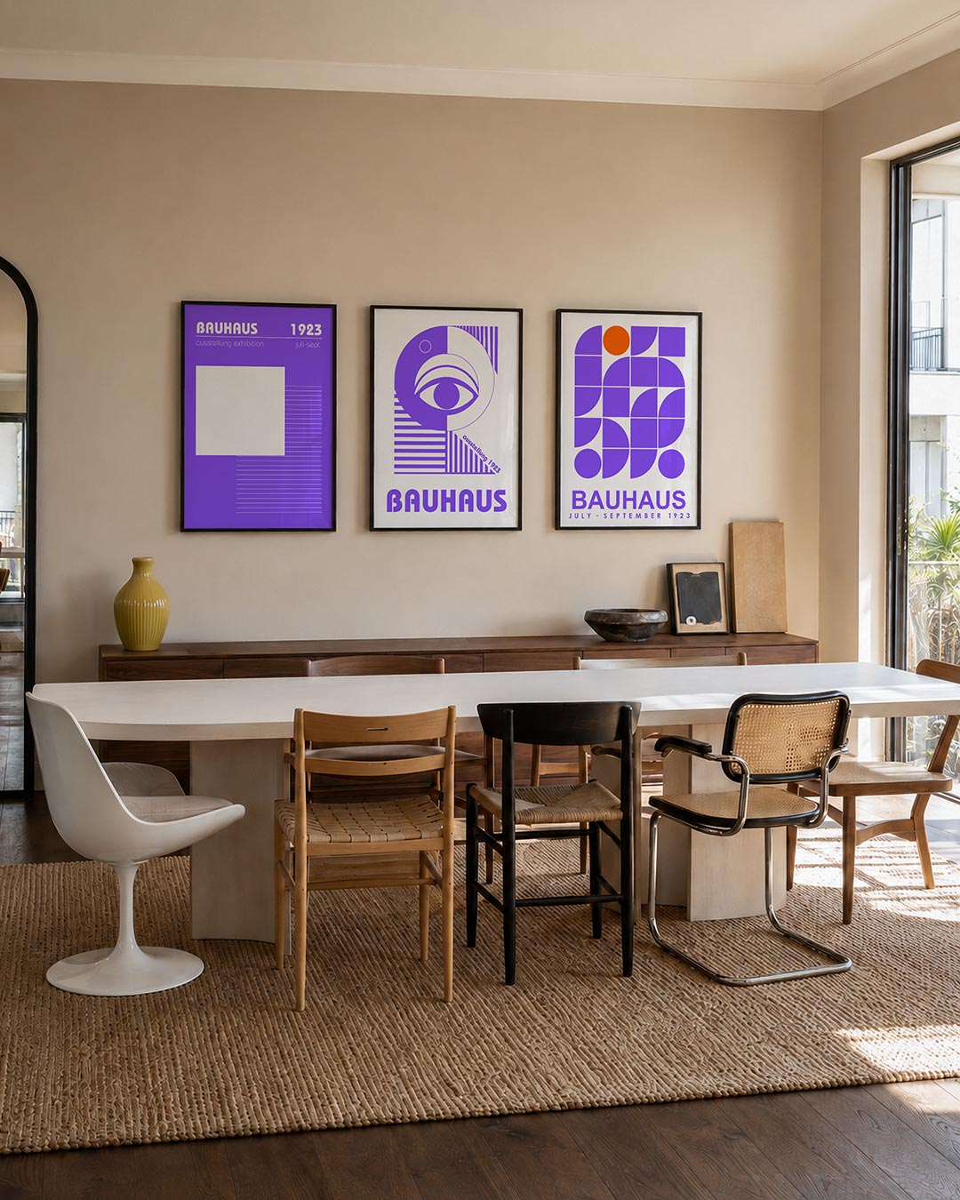 Lijnen en vlakken driedelige posterset – deze posterset in drie delen toont een speelse combinatie