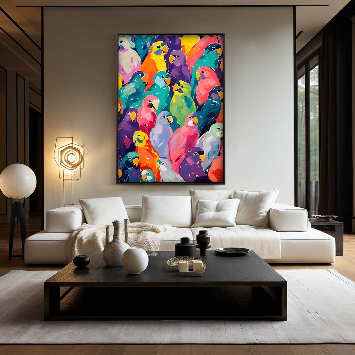 Kleurrijke Papegaaienpracht – canvas wanddecoratie in portret formaat