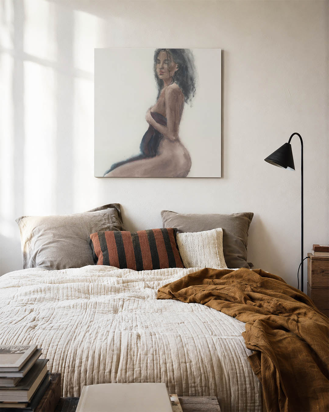 Zachte vrouwelijke contouren kunstwerk – detailweergave – dit kunstwerk toont een vrouw in zachte, vloeiende lijnen en
