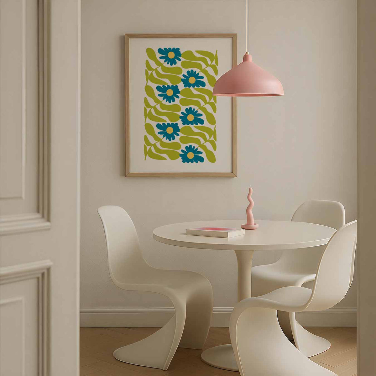 Bloemenpracht in Blauw en Groen – bloemen poster in staand formaat