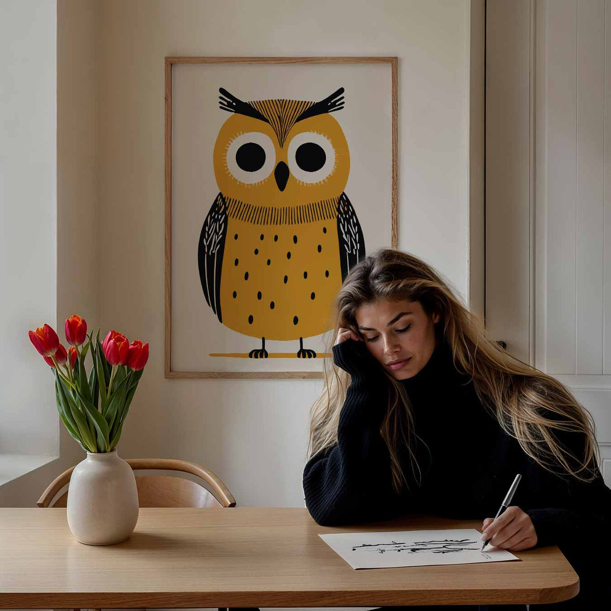 Schattige Uil – staande muurposter voor de kinderkamer