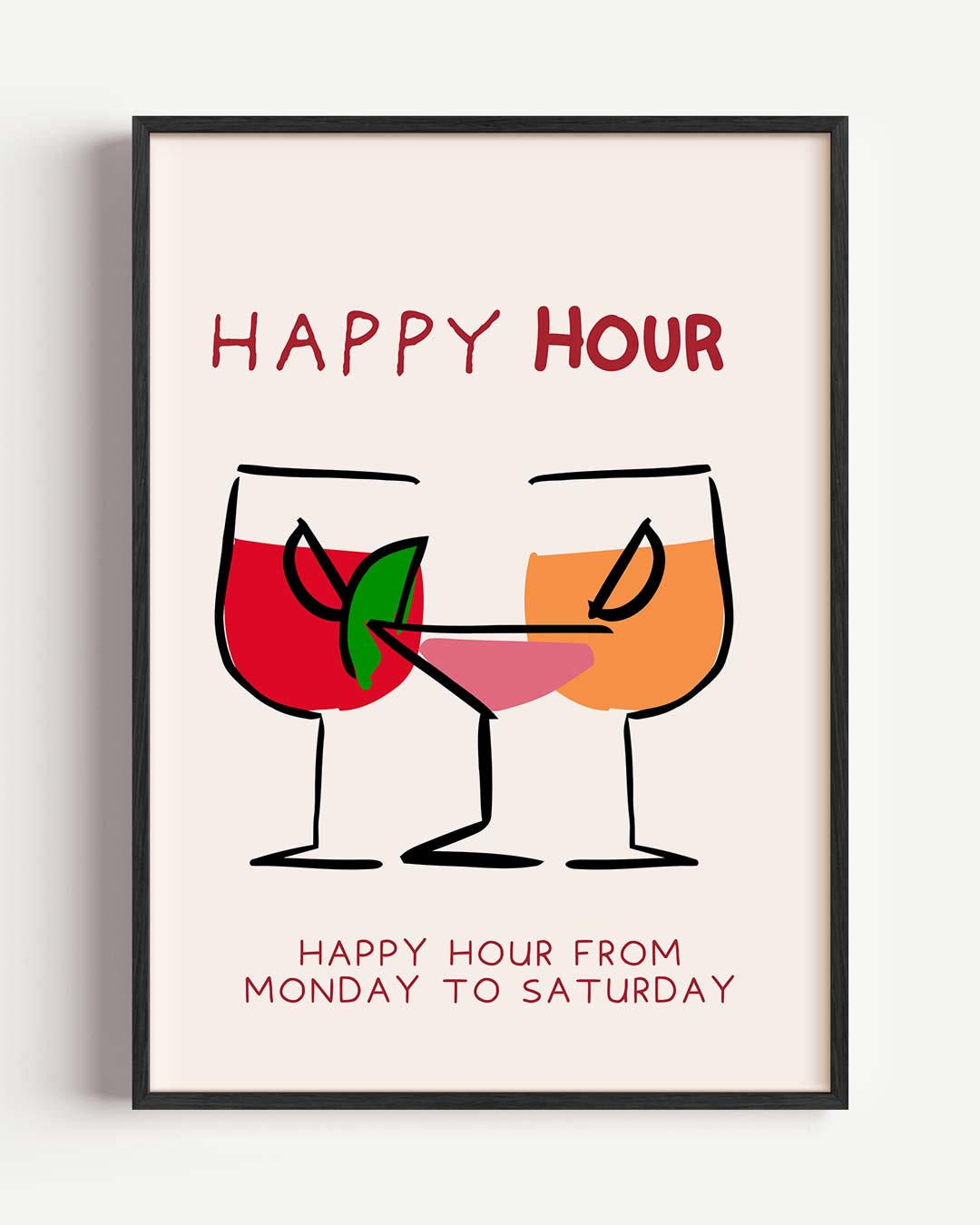 Happy Hour Cocktail – zomer portret poster als wanddecoratie