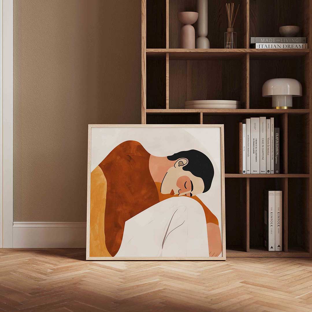 Slapende figuur – vierkante design wanddecoratie van WallArtistic