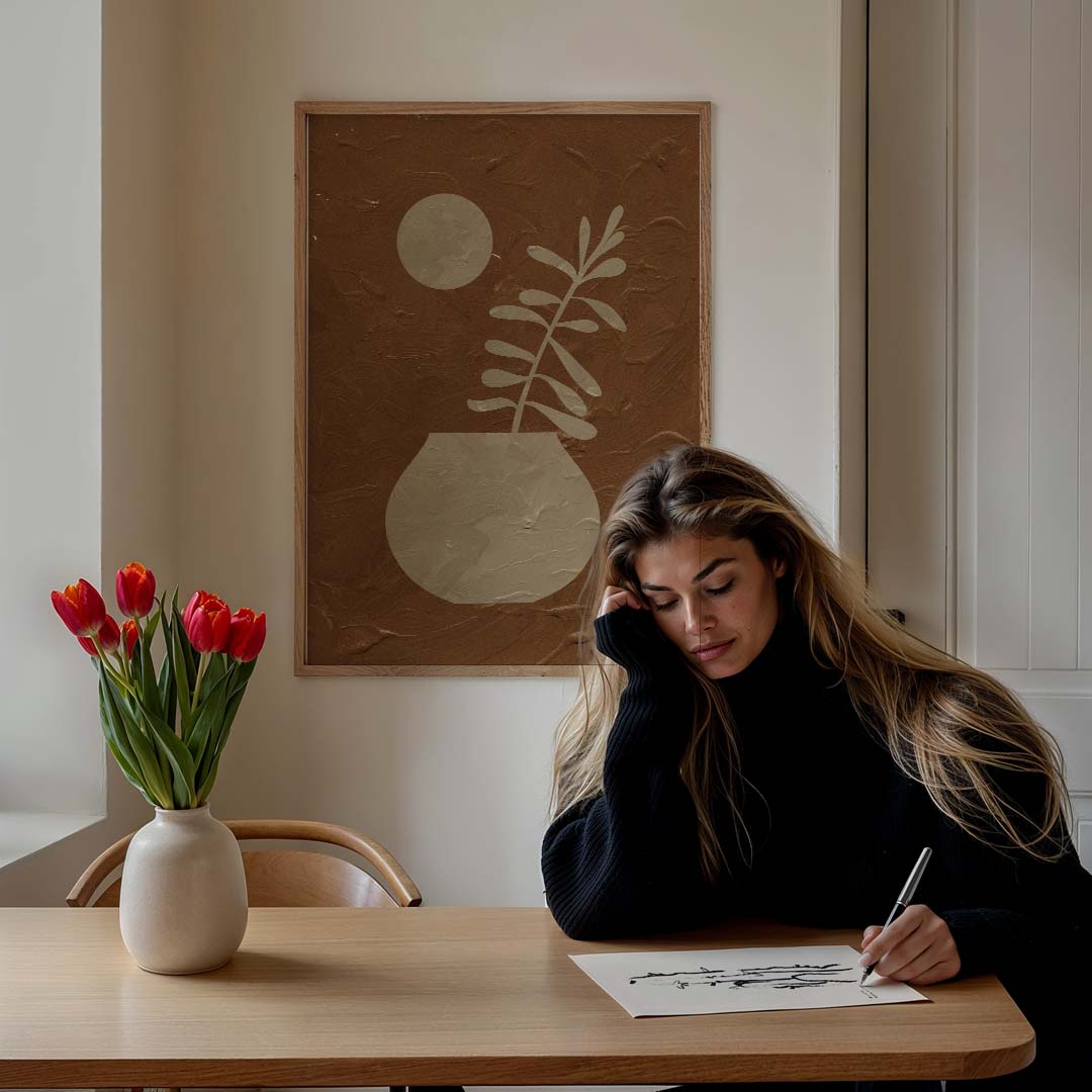 Rustieke Natuurlijke Elegantie – staande muurposter met abstracte vormen
