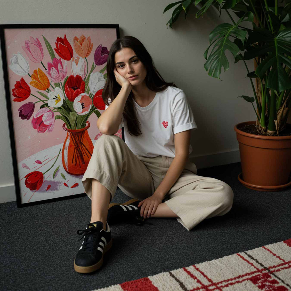 Vrolijke Tulpenbloesem – staande muurposter met bloemen