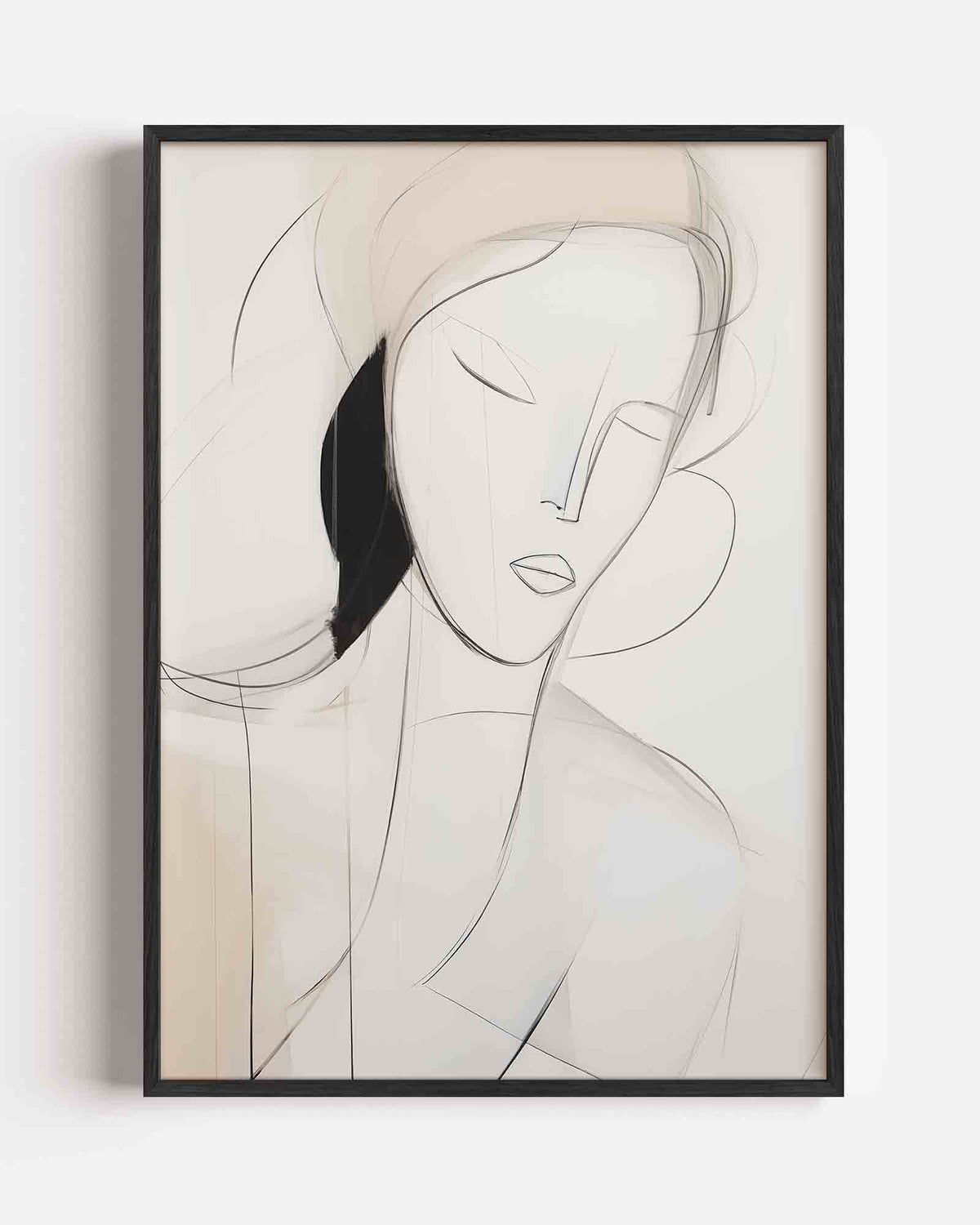 Minimalistisch gezicht – zacht abstracte portret poster als wanddecoratie