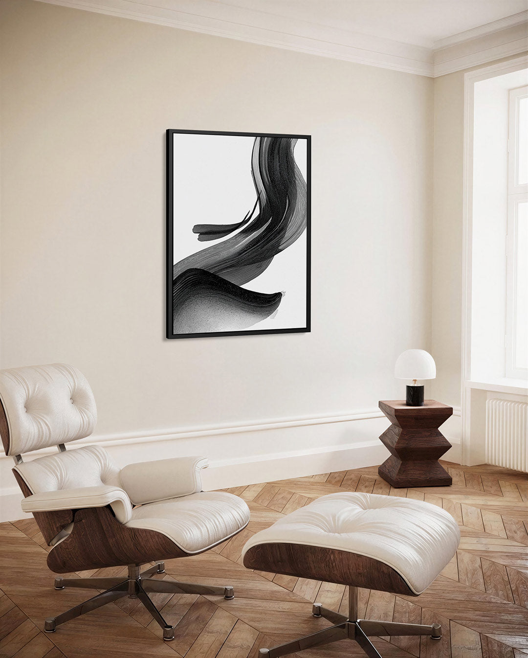 Dynamische zwarte golven – decoratief kunstwerk voor aan de muur