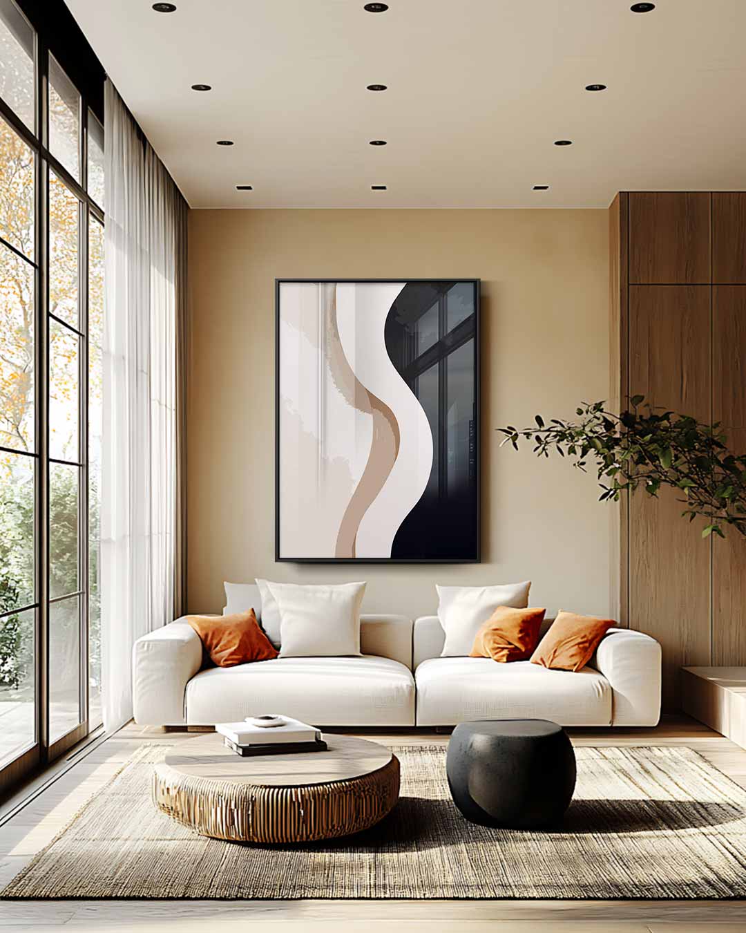 Golvende Abstractie – staande wandkunst voor woonkamer of interieur