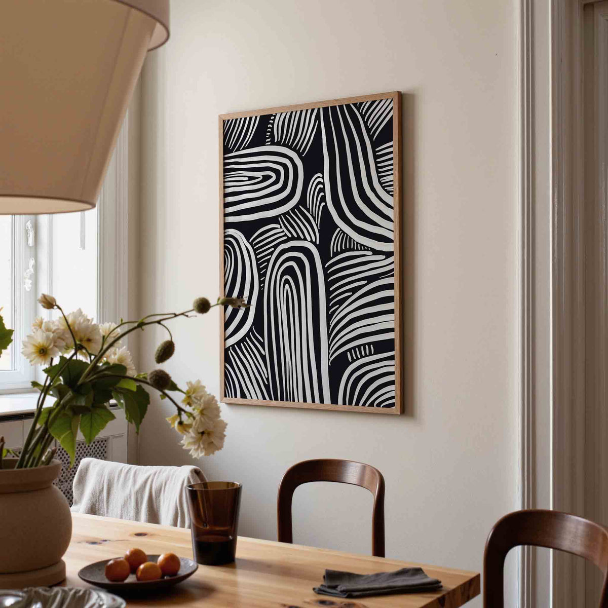 Abstracte lijnen – eigentijdse illustratie poster in staand formaat