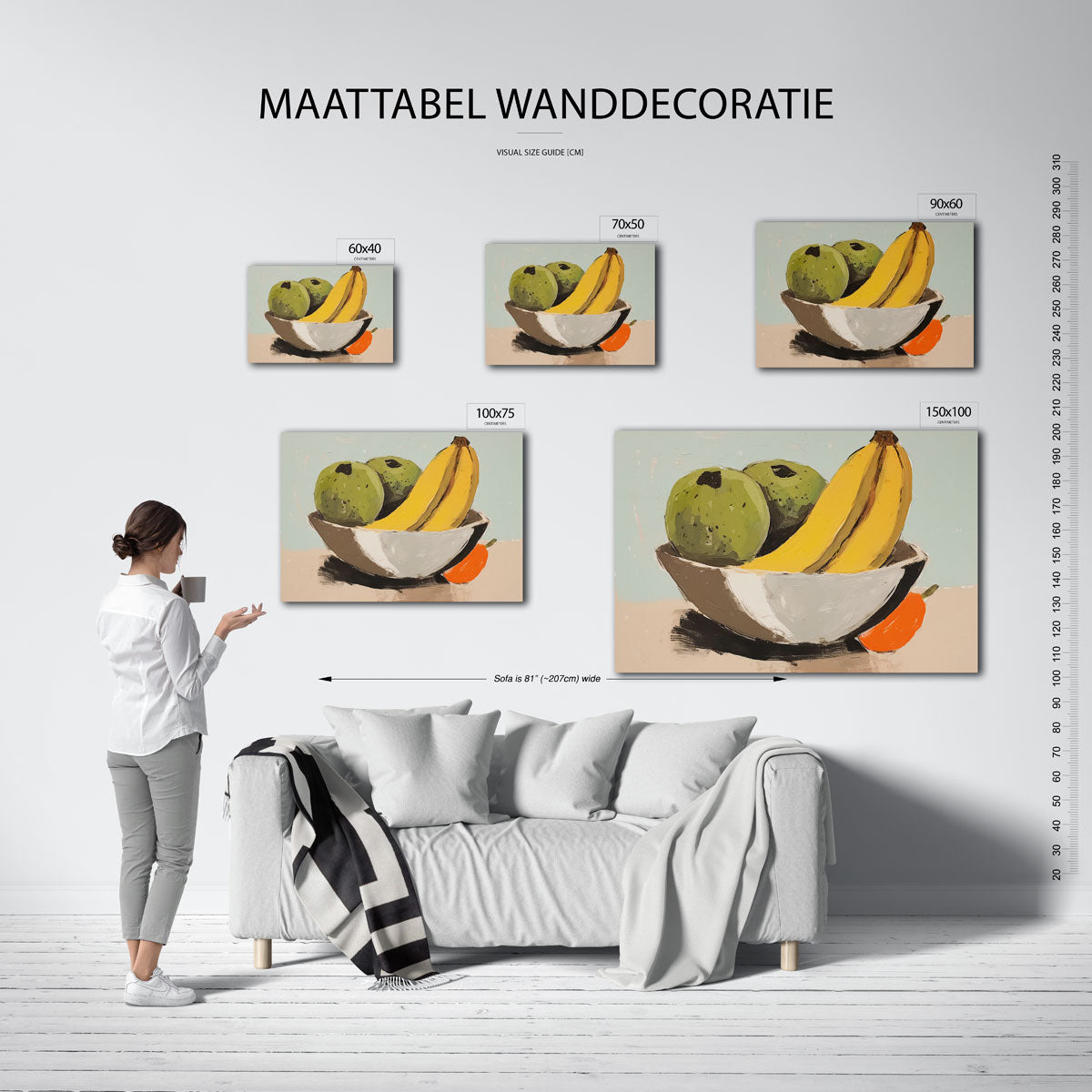 Fruit in kom – kunstwerk op canvas, dibond of plexiglas