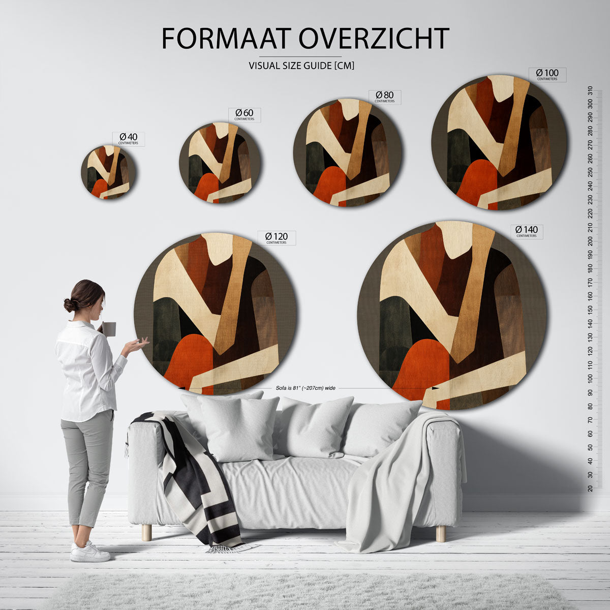 Abstracte figuur – moderne ronde muurdecoratie met abstracte vormen