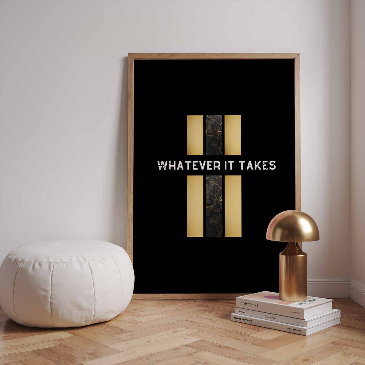 Motiverende Goud & Zwart – staande muurposter met quote