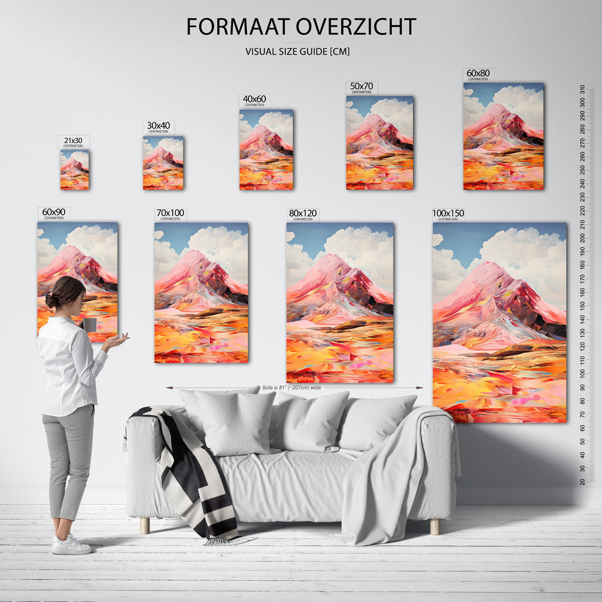Berglandschap met wolken – staande muurposter met surrealistische uitstraling