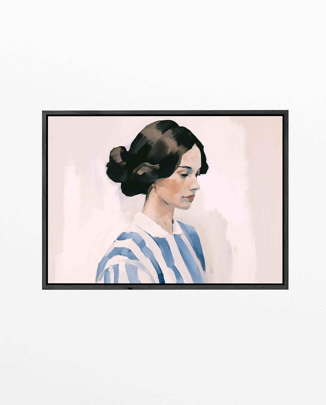 Gestreepte portretstudie – liggend portret kunstwerk