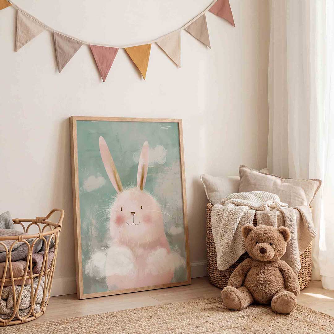 Schattige konijn – speelse wandkunst als portret kinderposter