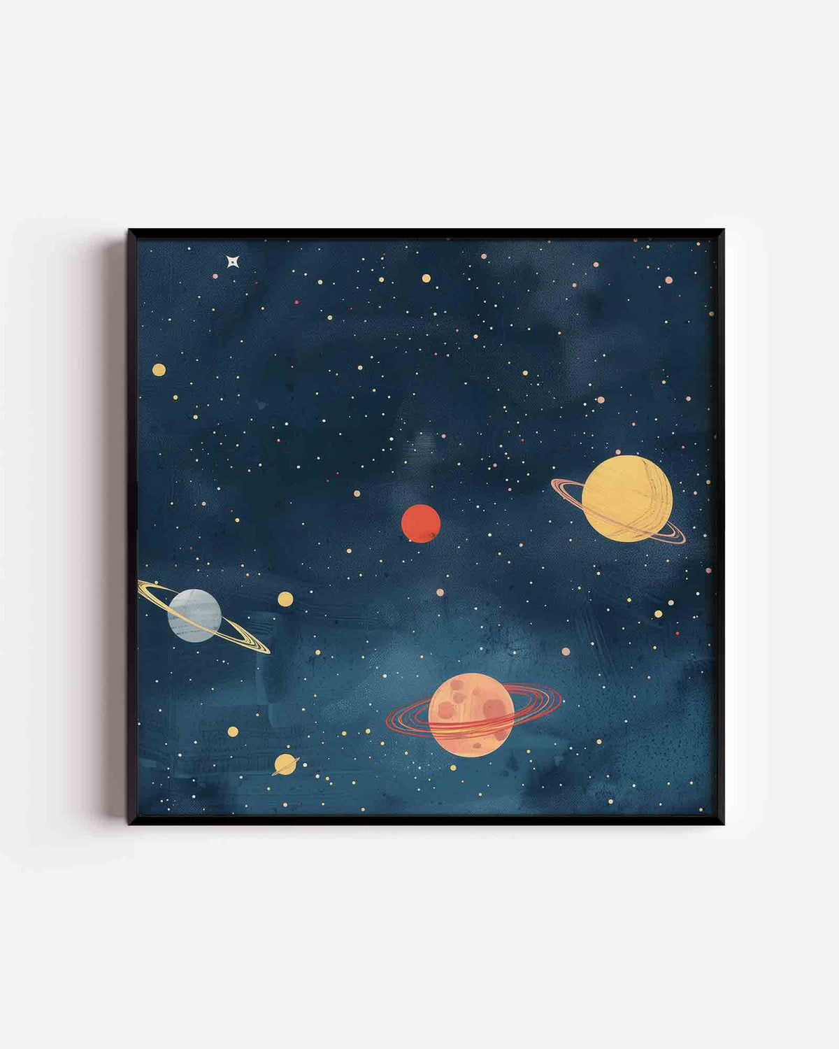 Planeten en sterren – vierkante kinderposter als wanddecoratie