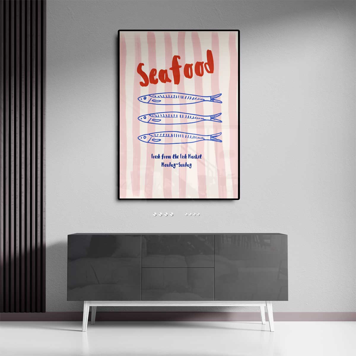Seafood Marktplaats Poster – staande wandkunst voor woonkamer of interieur
