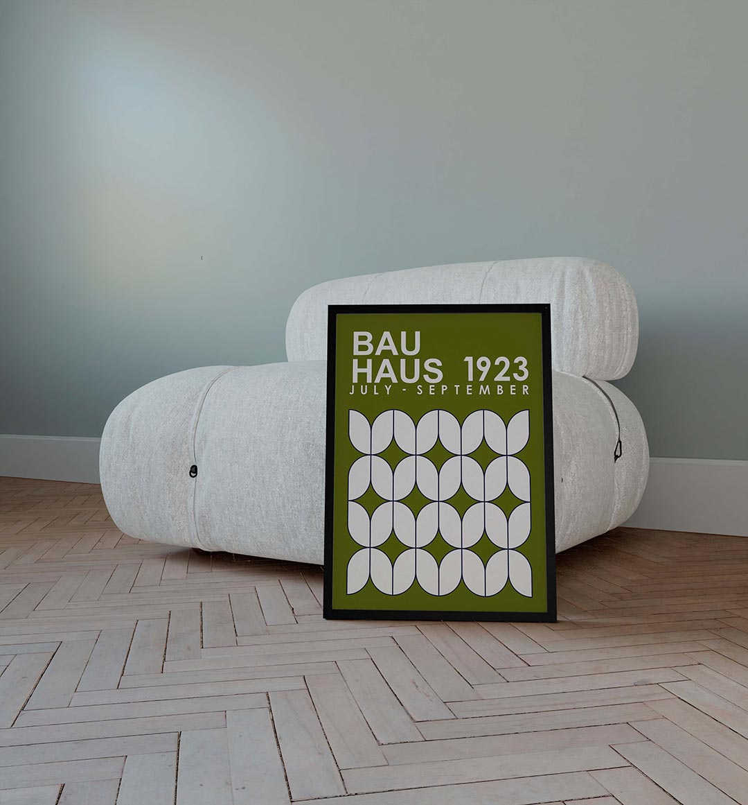 Vormritme en kleur – geometrische poster in Bauhaus-stijl van WallArtistic
