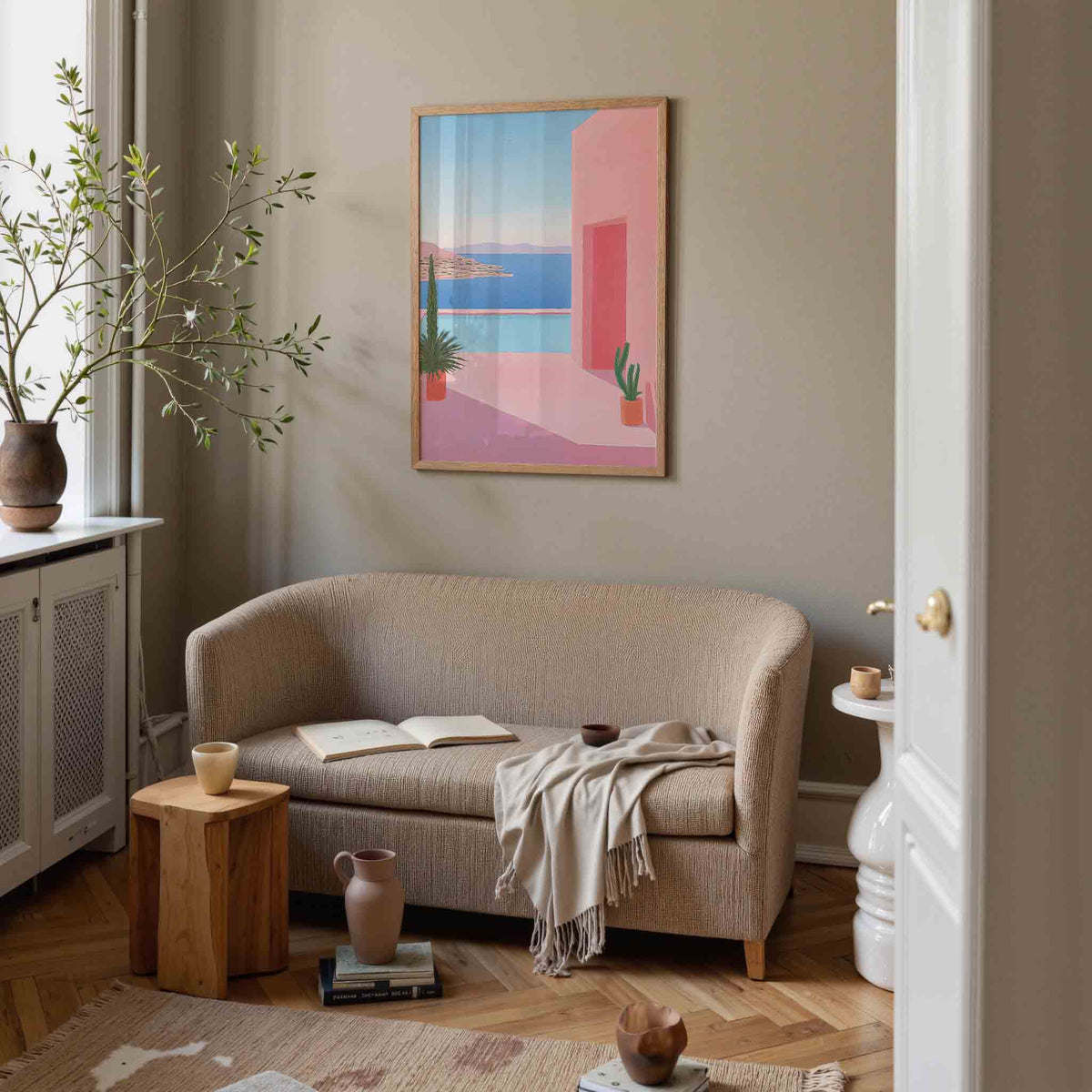 Zomerse kust – illustratie poster in staand formaat