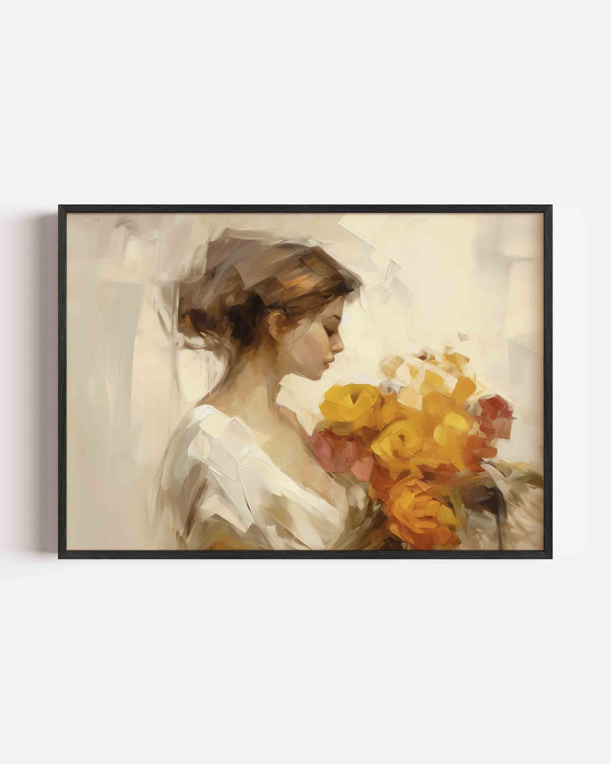 Vrouw met bloemen – vrouwelijk portret als landscape poster