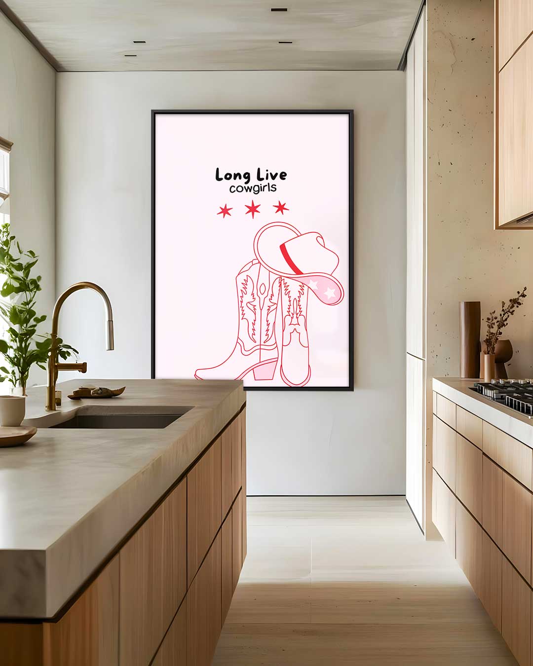 Long Live Cowgirls Poster – kunstwerk met zwarte baklijst