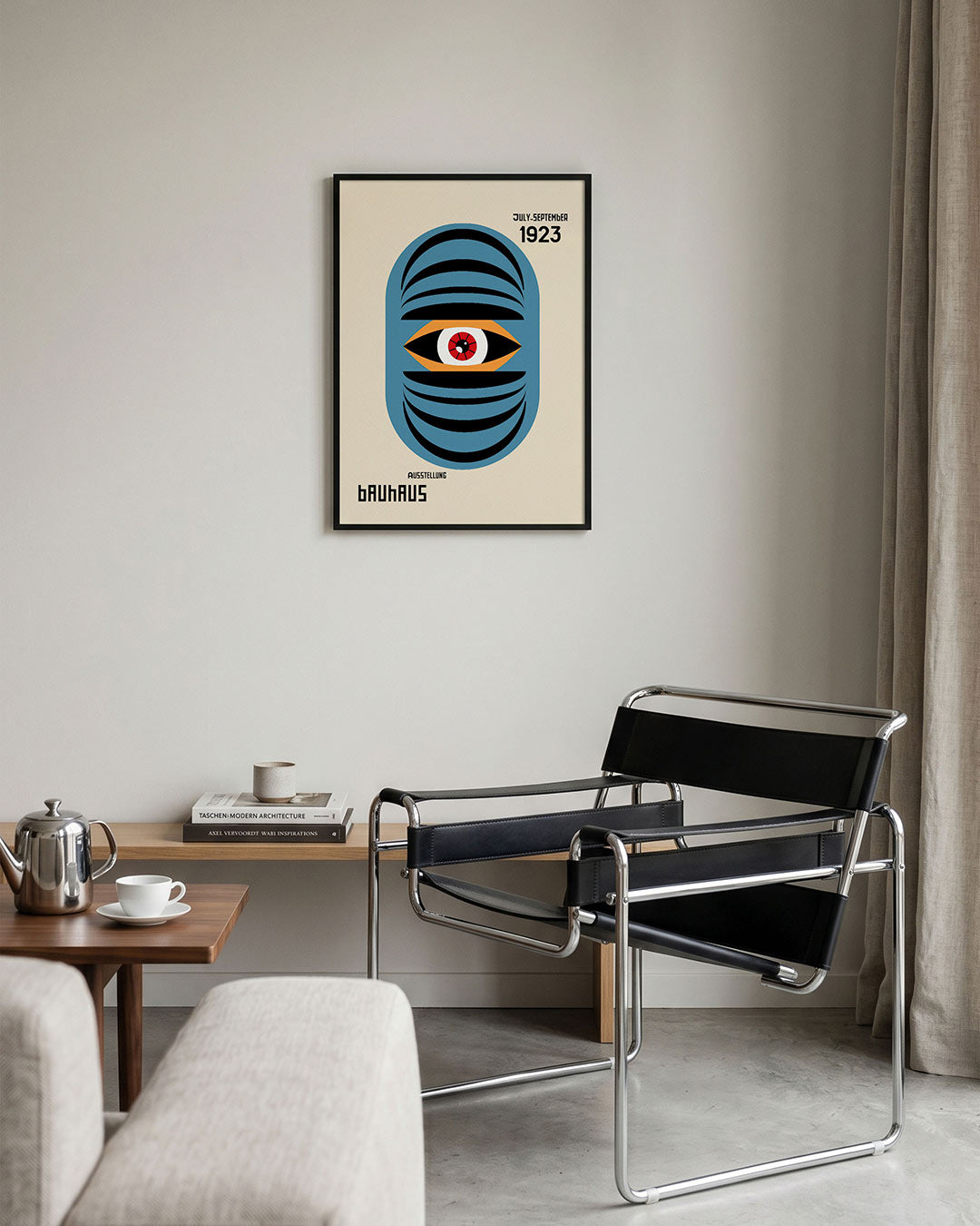 Oogvorm en lijnen – geometrische Bauhaus poster in staand formaat