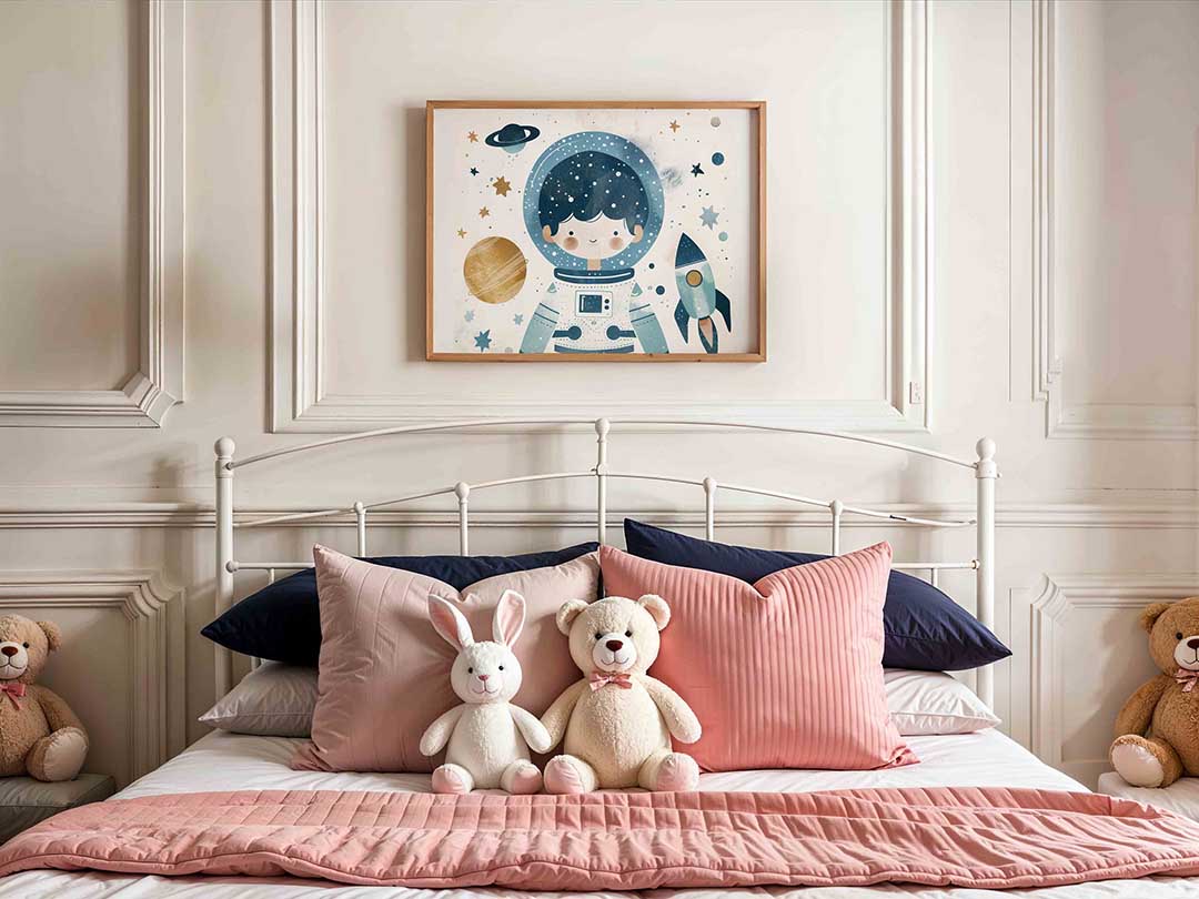 Astronaut en ruimte – kids poster in liggend formaat