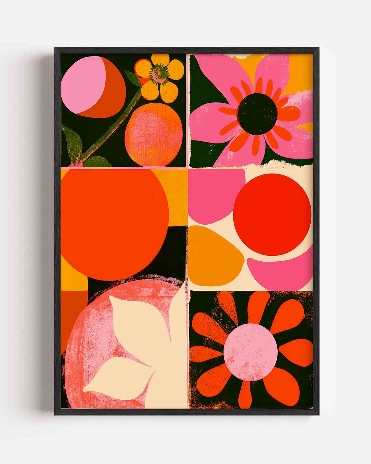Bloemen en cirkels – kleurrijke illustratie portret poster als wanddecoratie