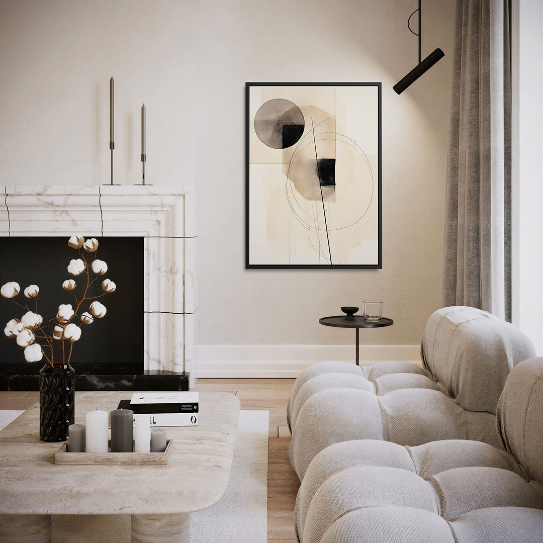 Geometrische vormen compositie – moderne staande wandkunst