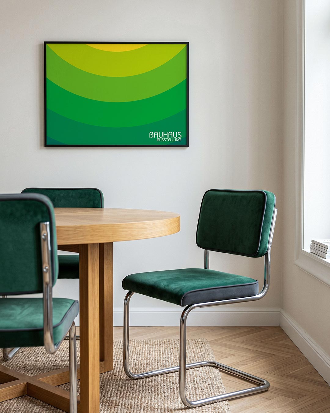 Kleurvlakken boog – liggende Bauhaus poster voor aan de muur