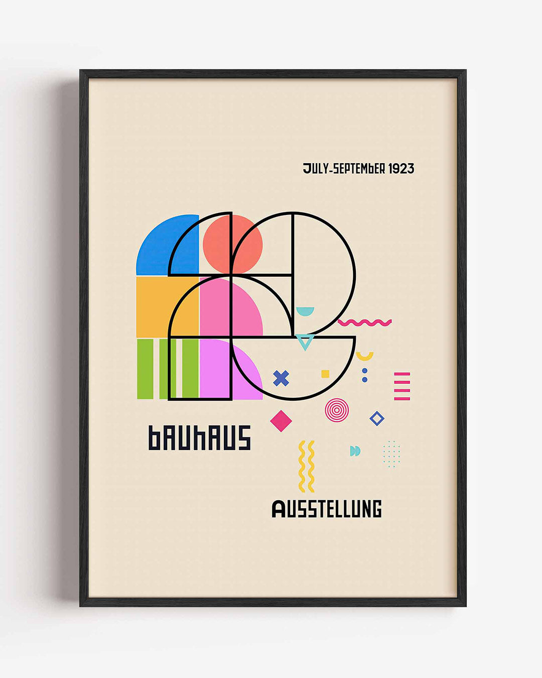 Vormen en kleurvlakken – staande Bauhaus poster als wanddecoratie