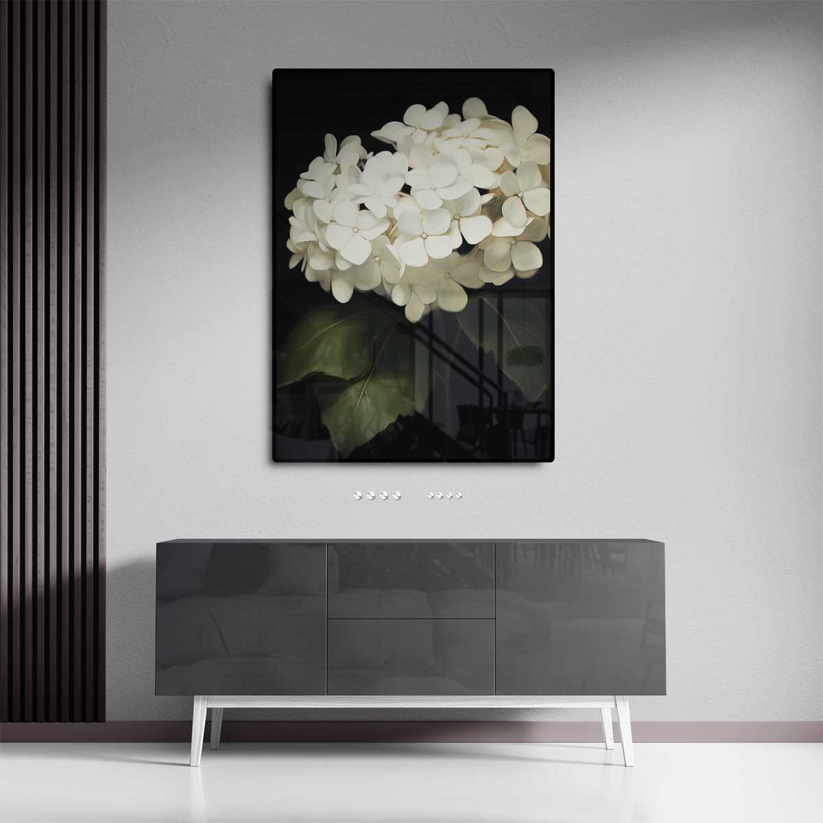 Elegante Witte Hortensia Bloemen – canvas kunstwerk als wanddecoratie