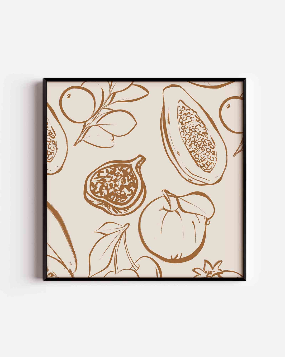 Fruit en bladeren – keuken vierkante poster als wanddecoratie
