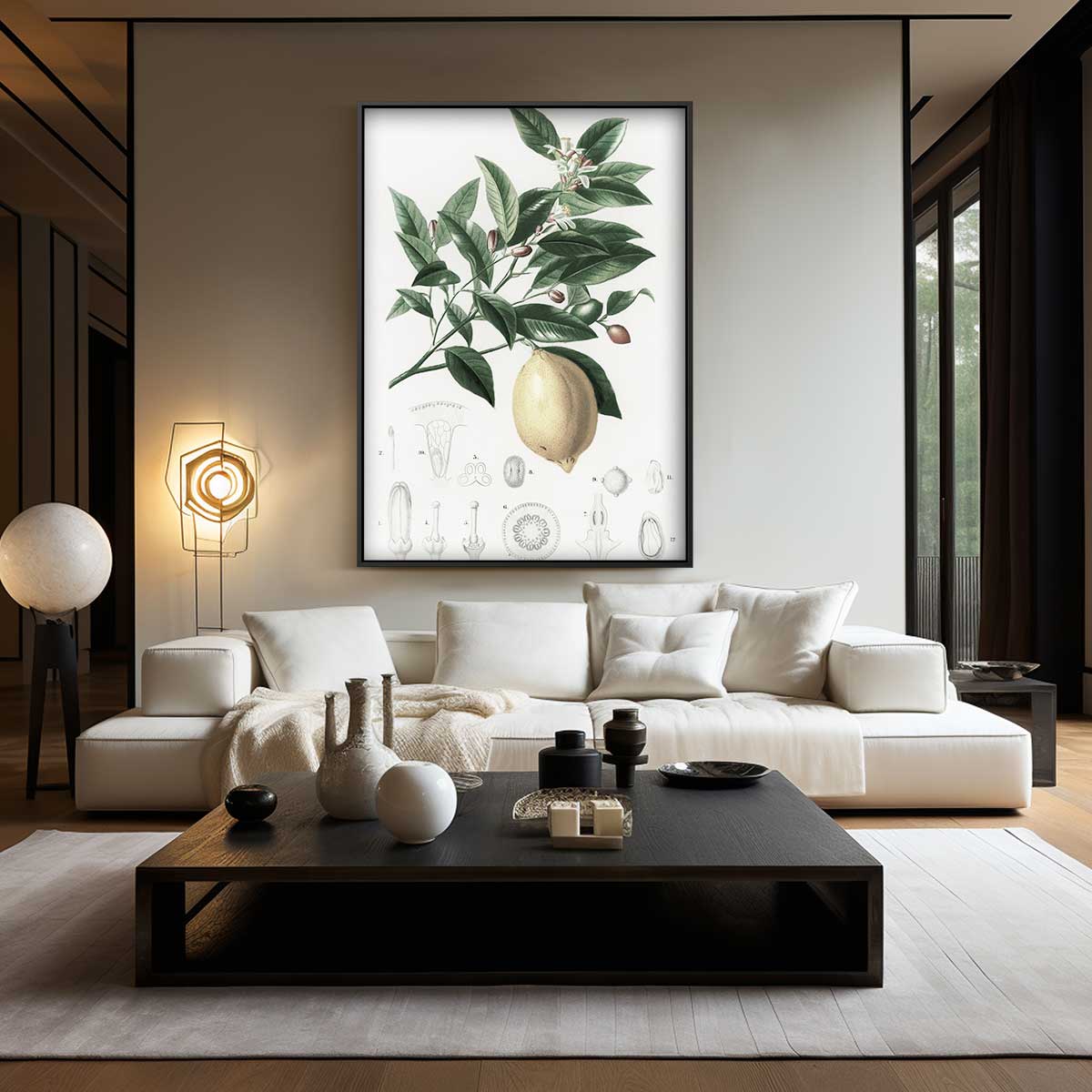Botanische Citroen Illustratie – staand kunstwerk voor modern interieur
