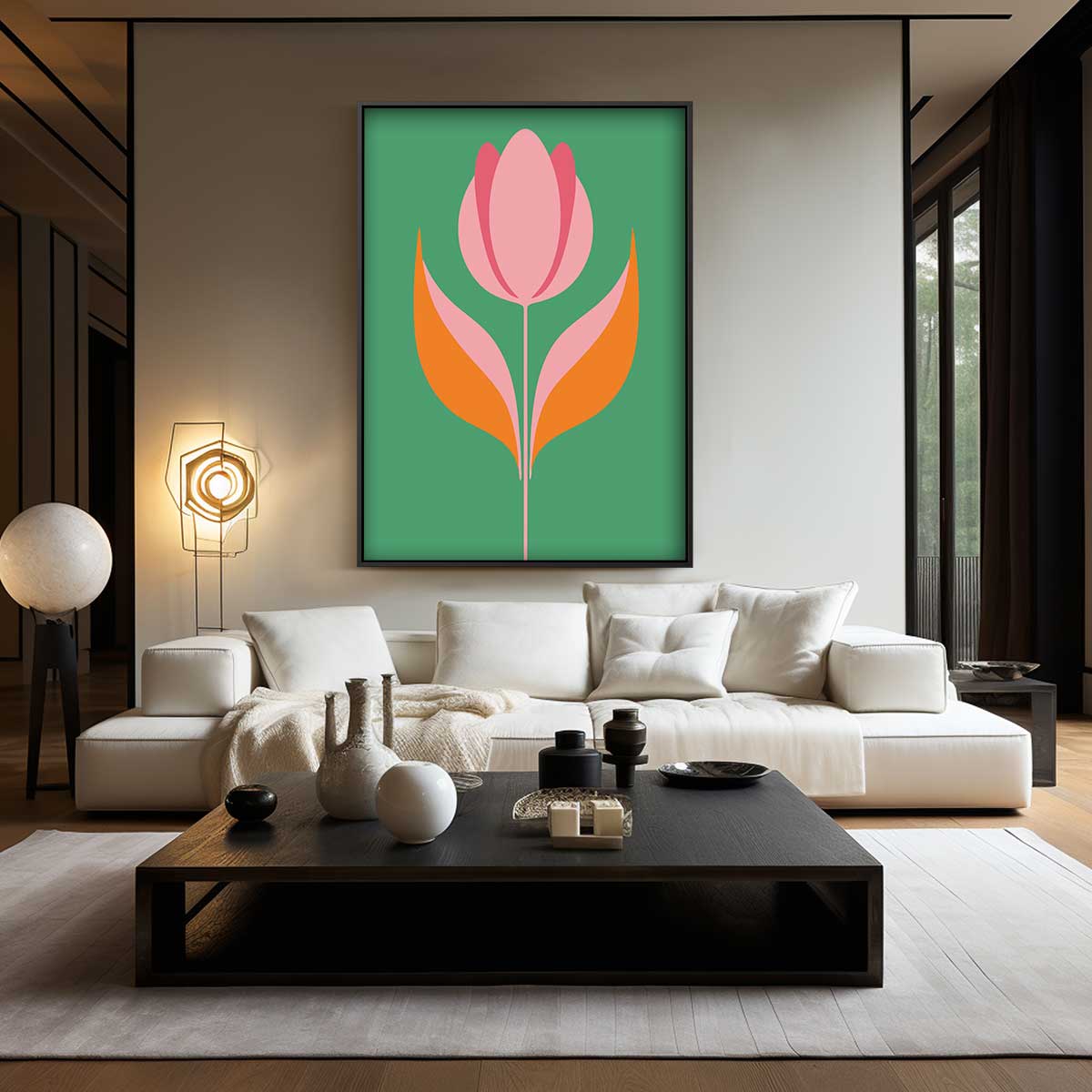 Moderne Bloei – dibond wanddecoratie in staand formaat