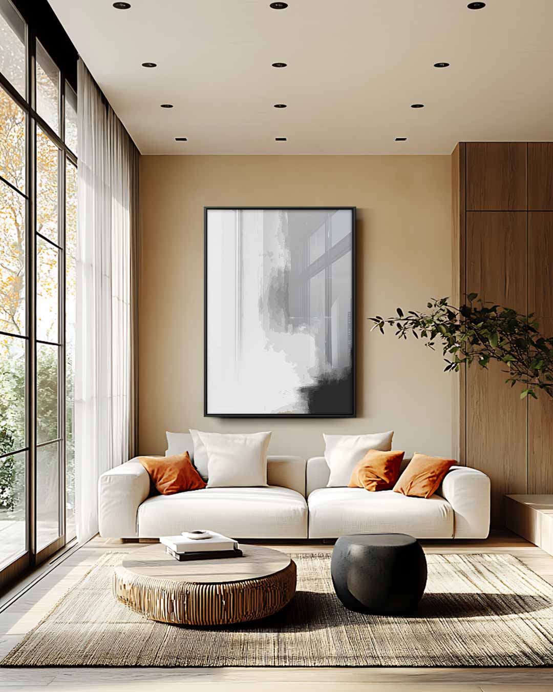 Vervaagde Grijze Transformatie – staande wandkunst voor woonkamer of interieur
