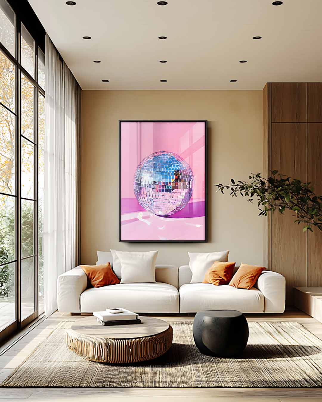 Disco Sfeer Bol Kunstwerk – plexiglas wanddecoratie in portret formaat