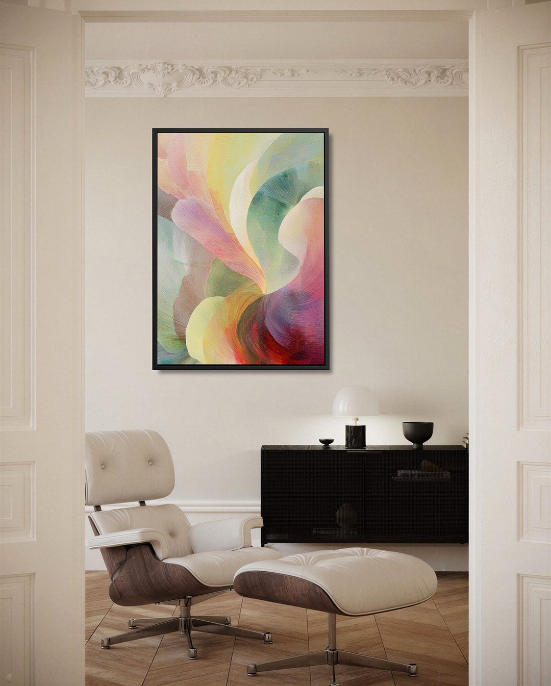 Vloeiende kleurencompositie – staand wanddecoratie kunstwerk