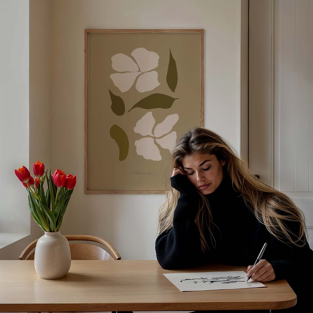 Botanische Bladeren Kunstprint – staande muurposter met kleurrijke abstracte vormen
