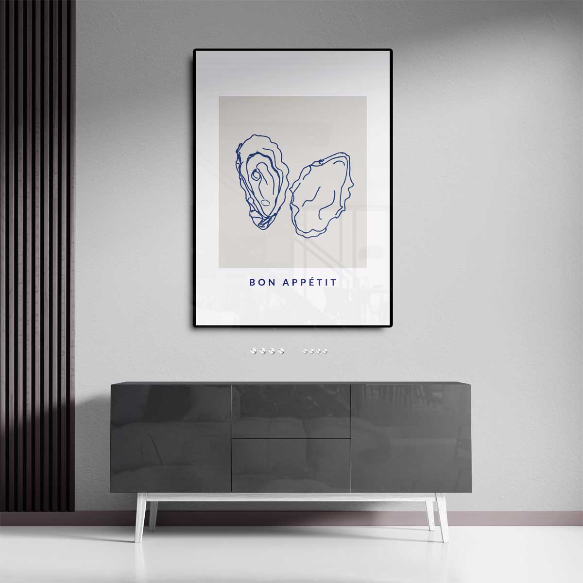 Stijlvolle Oester Illustratie – canvas kunstwerk als wanddecoratie